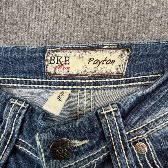 BKE Payton Bootcut Jeans Womens 26R (Fits 29x30) Blue Low Rise Raw Hem Stretch - Picture 6 of 15